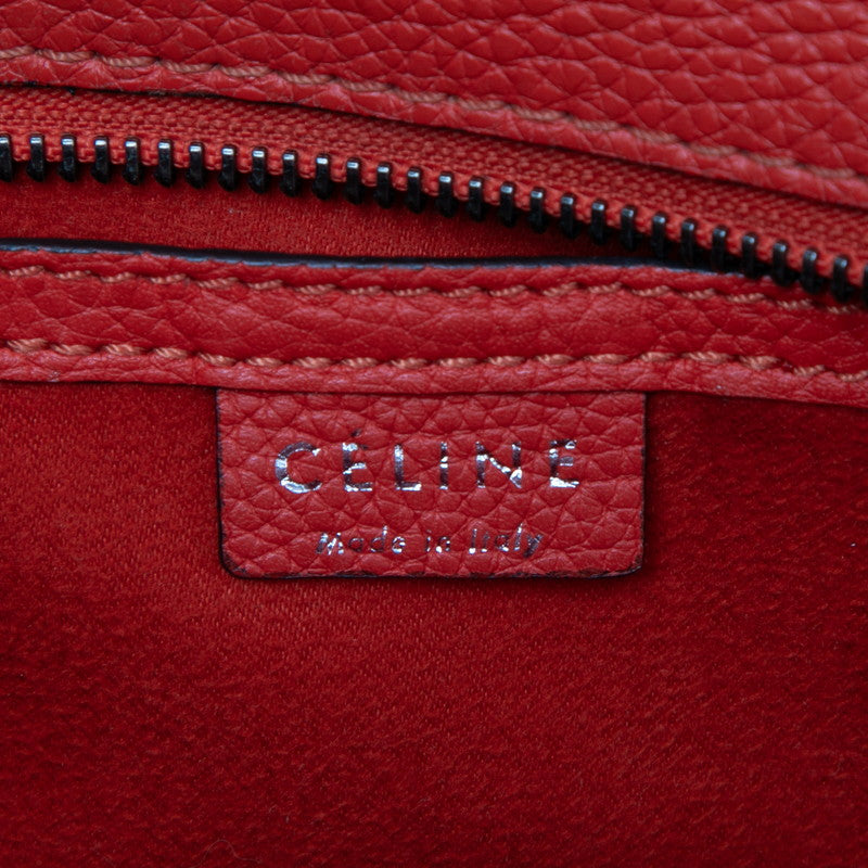 セリーヌ ラゲージ ナノショッパー ハンドバッグ ショルダーバッグ 2WAY レッド レザー レディース CELINE 【中古】