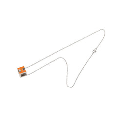 エルメス カージュドアッシュ Hキューブ ペンダント ネックレス シルバー オレンジ メタル レディース HERMES 【中古】