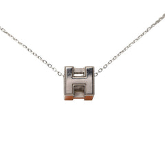 エルメス カージュドアッシュ Hキューブ ペンダント ネックレス シルバー オレンジ メタル レディース HERMES 【中古】