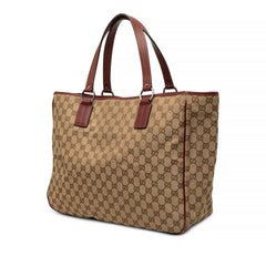 グッチ GGキャンバス トートバッグ ショルダーバッグ 113022 ベージュ ワインレッド キャンバス レザー レディース GUCCI 中古