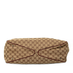 グッチ GGキャンバス トートバッグ ショルダーバッグ 113022 ベージュ ワインレッド キャンバス レザー レディース GUCCI 中古