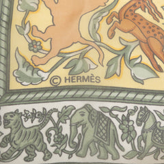 エルメス カレ140 CHASSE EN INDE インドの狩猟 スカーフ イエロー マルチカラー シルク レディース HERMES 【中古】