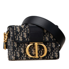 ディオール オブリーク 30 モンテーニュ 斜め掛け ショルダーバッグ ネイビー ベージュ レザー ジャガード レディース Dior 中古