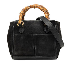 グッチ バンブー ハンドバッグ ショルダーバッグ 2WAY 007 1793 0238 ブラック スウェード レザー レディース GUCCI 中古