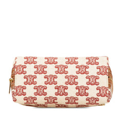 セリーヌ トリオンフ チェーン ショルダーバッグ ベージュ ブラウン キャンバス レザー レディース CELINE 【中古】