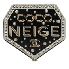シャネル ココマーク COCO NEIGE エンブレム ブローチ D18B刻印 ブラック プラスチック ラインストーン レディース CHANEL 【中古】