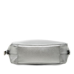 プラダ ロゴ 斜めかけ ショルダーバッグ カメラバッグ シルバー サフィアーノレザー レディース PRADA 【中古】