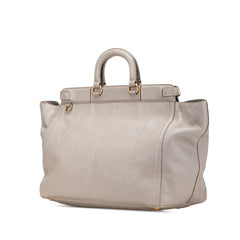 プラダ ロゴ ハンドバッグ ショルダーバッグ 2WAY グレー レザー レディース PRADA 【中古】