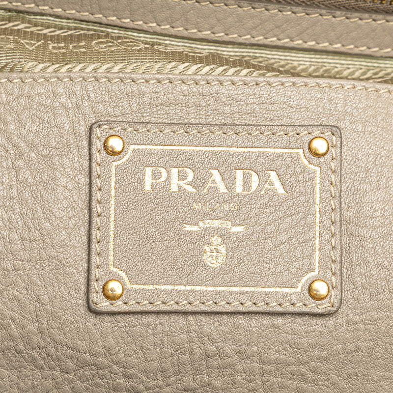 プラダ ロゴ ハンドバッグ ショルダーバッグ 2WAY グレー レザー レディース PRADA 【中古】