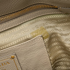 プラダ ロゴ ハンドバッグ ショルダーバッグ 2WAY グレー レザー レディース PRADA 【中古】