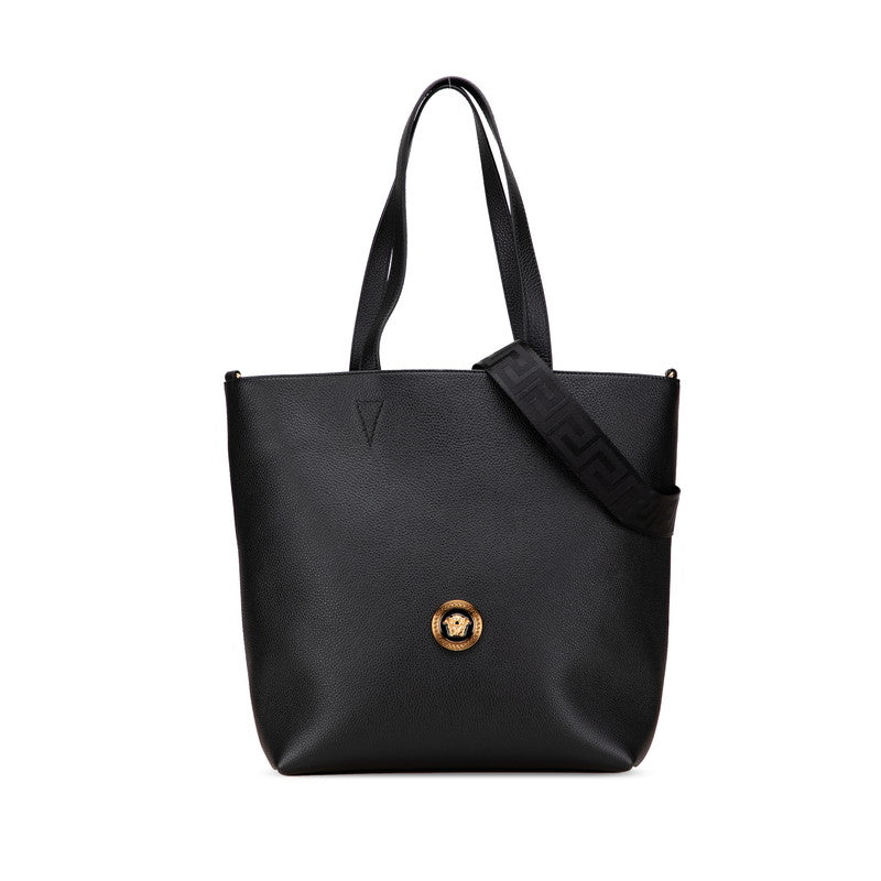 ヴェルサーチェ メデューサ トートバッグ ショルダーバッグ 2WAY ブラック レザー レディース VERSACE 【中古】