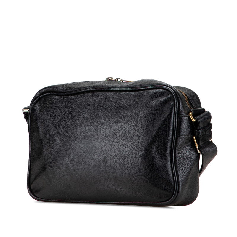グッチ ロゴプリント 斜め掛け ショルダーバッグ 523589 ブラック レザー レディース GUCCI 【中古】