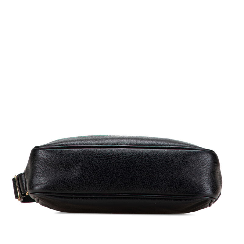 グッチ ロゴプリント 斜め掛け ショルダーバッグ 523589 ブラック レザー レディース GUCCI 【中古】