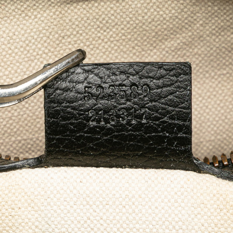 グッチ ロゴプリント 斜め掛け ショルダーバッグ 523589 ブラック レザー レディース GUCCI 【中古】