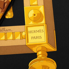 エルメス カレ90 CUILLERS D'AFRIQUE アフリカのスプーン スカーフ ブラック ブラウン シルク レディース HERMES 【中古】