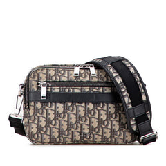 ディオール オブリーク メッセンジャーバッグ ショルダーバッグ ベージュ ブラック キャンバス レザー レディース Dior 【中古】