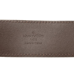ルイ ヴィトン ダミエ サンチュール イニシアル ロゴ バックル ベルト M9807 ブラウン ベージュ PVC レザー メンズ LOUIS VUITTON 【中古】