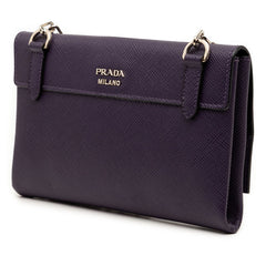 プラダ チェーンショルダーバッグ BT995X パープル サフィアーノレザー レディース PRADA 【中古】