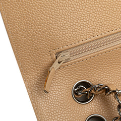 シャネル マトラッセ25 ココマーク ダブルフラップ シルバー金具 チェーン ショルダーバッグ ベージュ キャビアスキン レディース CHANEL 【中古】