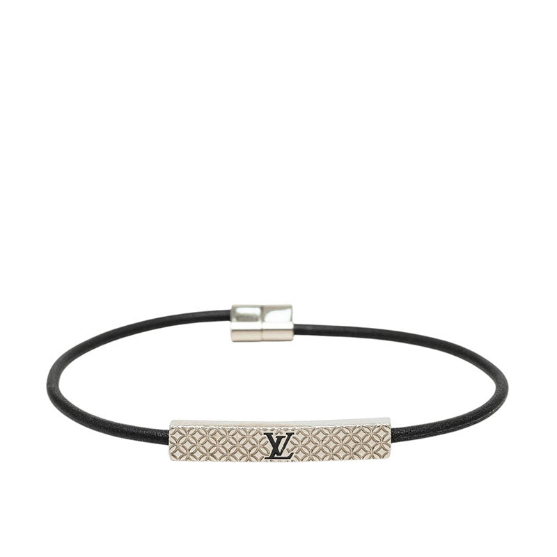 ルイ ヴィトン ブレスレット シャンゼリゼ ロゴプレート ブレスレット M8332 シルバー メタル レザー レディース LOUIS VUITTON 中古