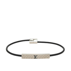 ルイ ヴィトン ブレスレット シャンゼリゼ ロゴプレート ブレスレット M8332 シルバー メタル レザー レディース LOUIS VUITTON 中古