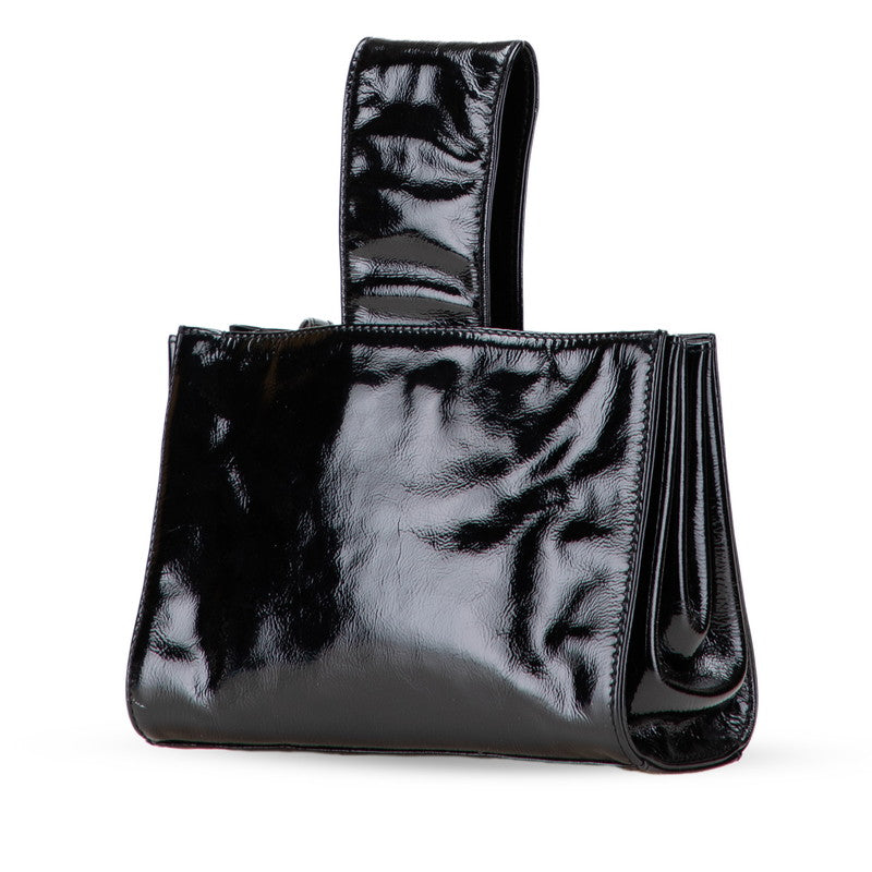 シャネル 2.55 ハンドバッグ ブラック エナメル レザー レディース CHANEL 【中古】