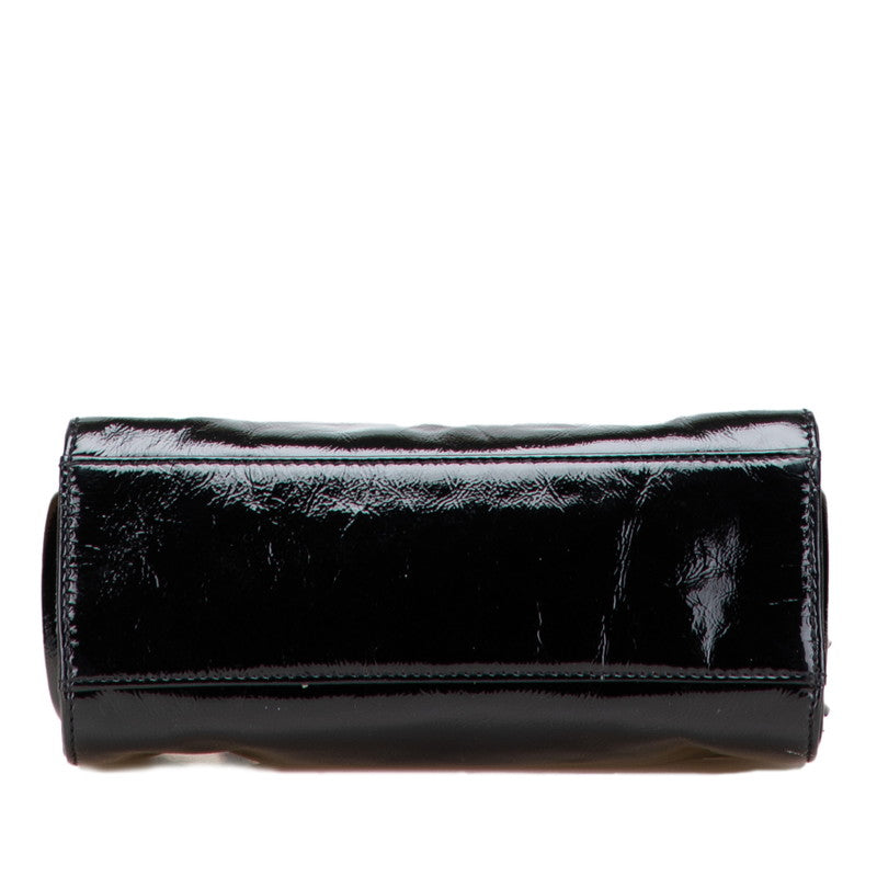 シャネル 2.55 ハンドバッグ ブラック エナメル レザー レディース CHANEL 【中古】