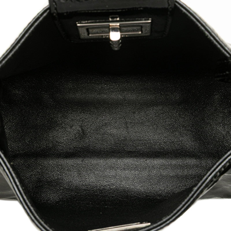 シャネル 2.55 ハンドバッグ ブラック エナメル レザー レディース CHANEL 【中古】