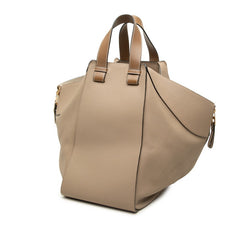 ロエベ アナグラム ハンモック ミディアム ハンドバッグ ショルダーバッグ 2WAY ベージュ レザー レディース LOEWE 中古