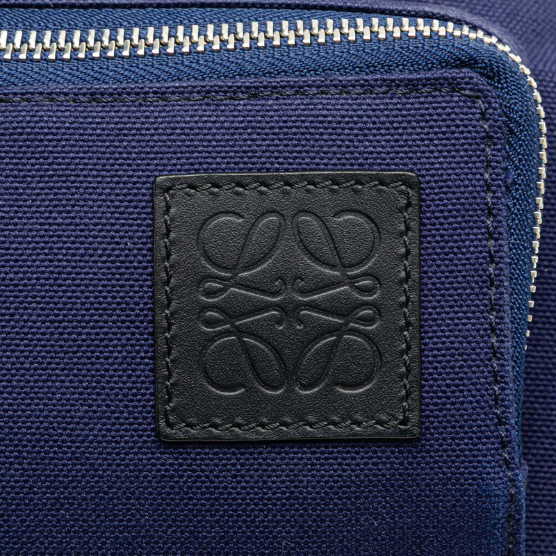 ロエベ アナグラム ウエストバッグ ボディバッグ ネイビー キャンバス レディース LOEWE 【中古】