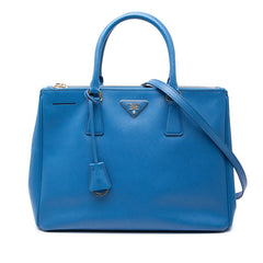 プラダ 三角ロゴプレート ガレリア トートバッグ ハンドバッグ ブルー サフィアーノレザー レディース PRADA 【中古】