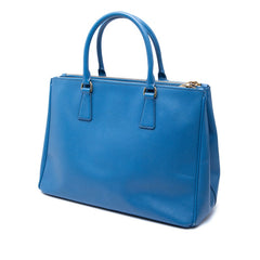 プラダ 三角ロゴプレート ガレリア トートバッグ ハンドバッグ ブルー サフィアーノレザー レディース PRADA 【中古】