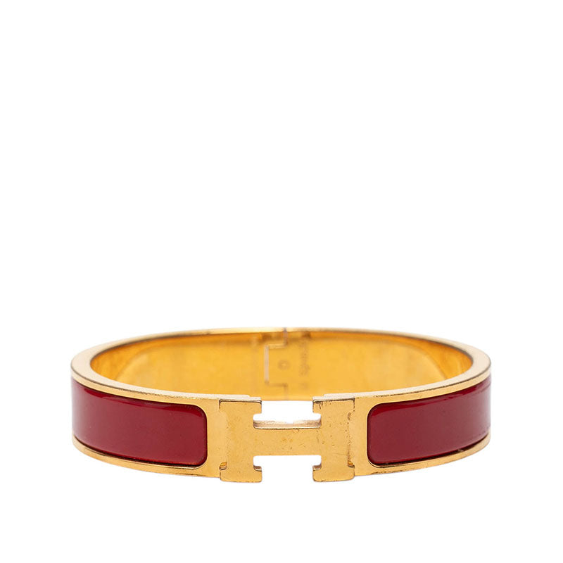 エルメス クリックH PM エナメルブレスレット バングル ゴールド レッド メッキ レディース HERMES 【中古】