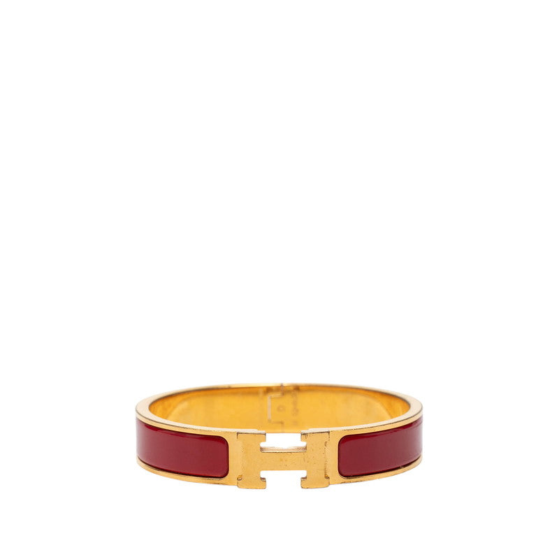 エルメス クリックH PM エナメルブレスレット バングル ゴールド レッド メッキ レディース HERMES 【中古】