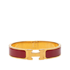 エルメス クリックH PM エナメルブレスレット バングル ゴールド レッド メッキ レディース HERMES 【中古】