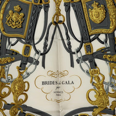 エルメス カレ90 BRIDES de GALA 式典用の馬勒 スカーフ ピンク アイボリー シルク レディース HERMES 【中古】