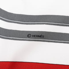 エルメス カレ90 BRIDES de GALA 式典用馬勒 スカーフ 大判スカーフ レッド ホワイト シルク レディース HERMES 中古