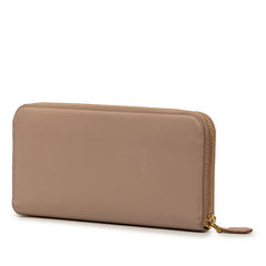 プラダ サフィアーノ ラウンドファスナー 長財布 リボン ベージュ レザー レディース PRADA 【中古】