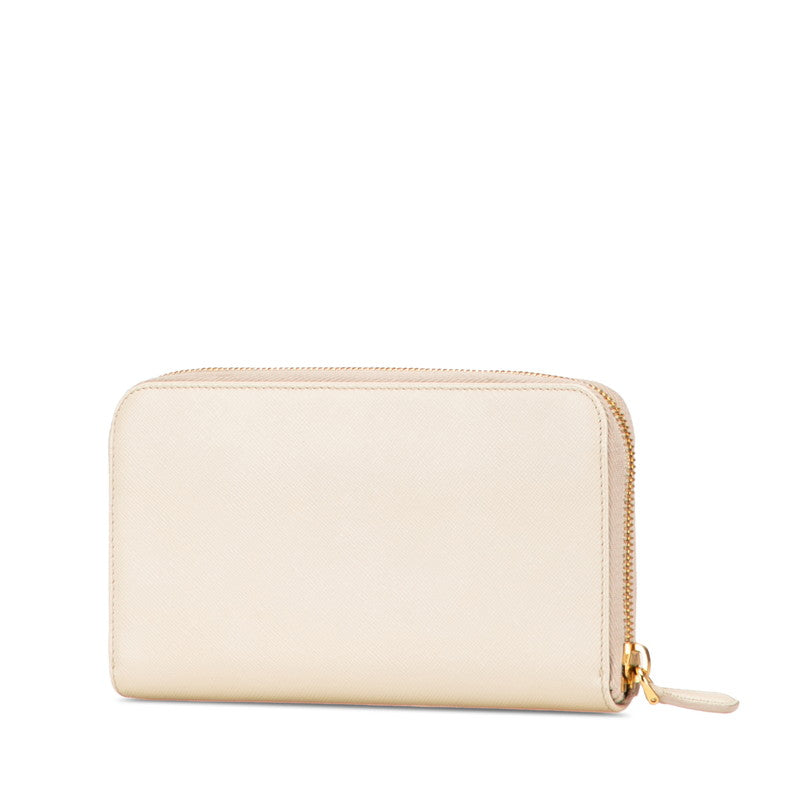 プラダ ロゴ 長財布 ベージュ サフィアーノレザー レディース PRADA 【中古】