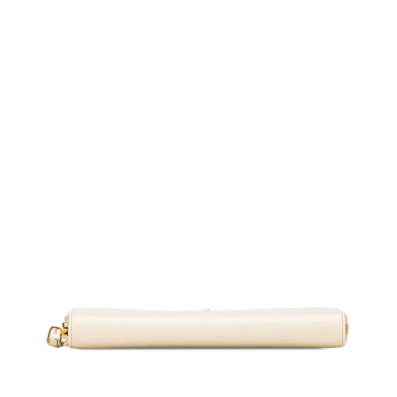 プラダ ロゴ 長財布 ベージュ サフィアーノレザー レディース PRADA 【中古】