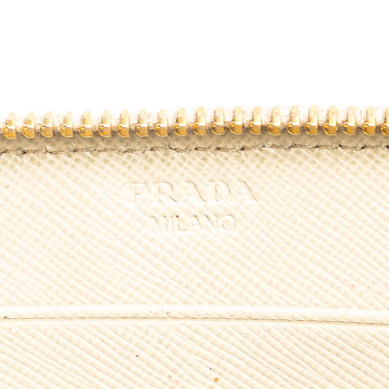 プラダ ロゴ 長財布 ベージュ サフィアーノレザー レディース PRADA 【中古】