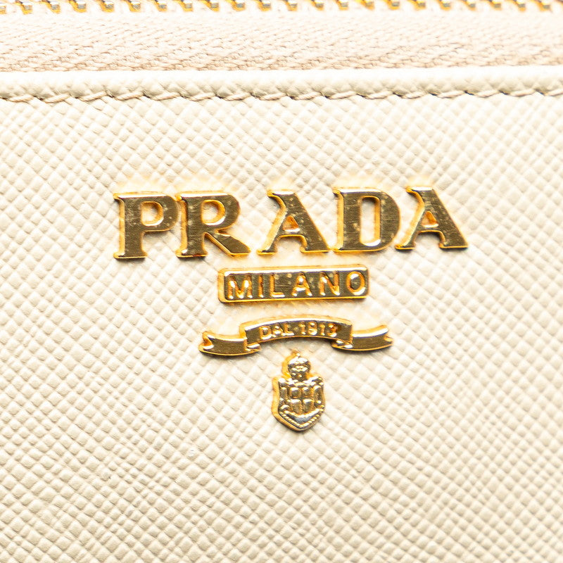 プラダ ロゴ 長財布 ベージュ サフィアーノレザー レディース PRADA 【中古】