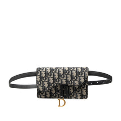 ディオール オブリーク ボディバッグ ウエストバッグ ベージュ ネイビー キャンバス レザー レディース Dior 【中古】