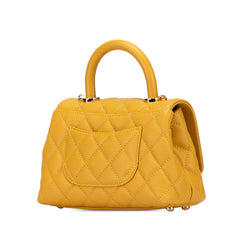 シャネル マトラッセ ココマーク ハンドバッグ ショルダーバッグ 2WAY イエロー キャビアスキン レディース CHANEL 【中古】