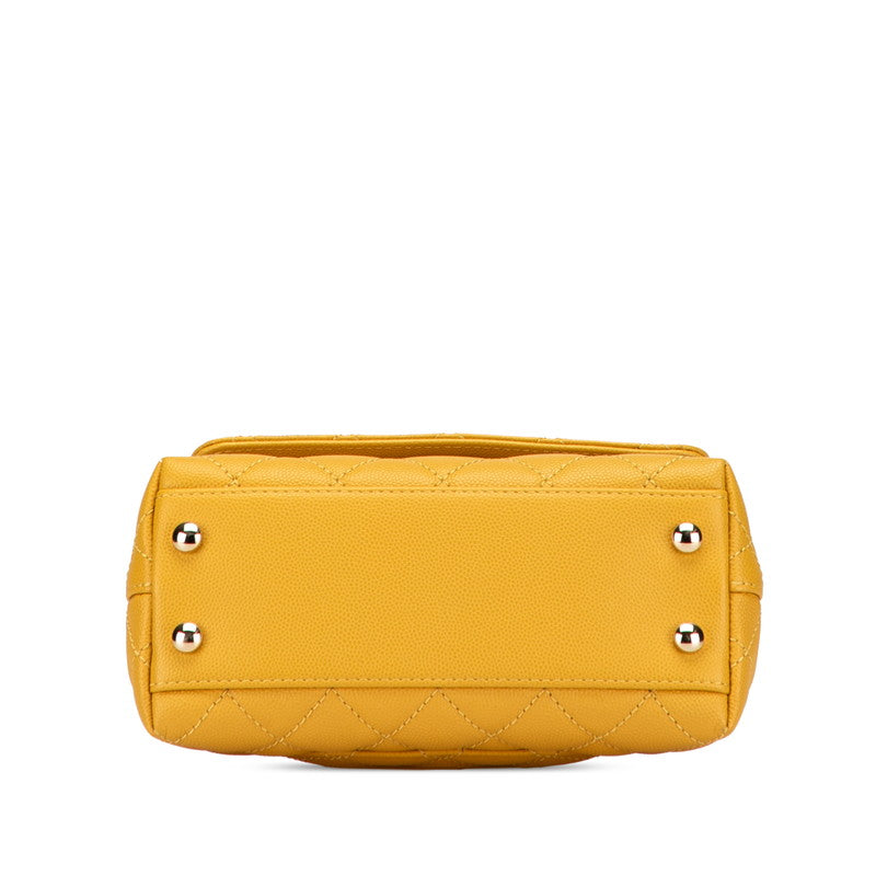 シャネル マトラッセ ココマーク ハンドバッグ ショルダーバッグ 2WAY イエロー キャビアスキン レディース CHANEL 【中古】