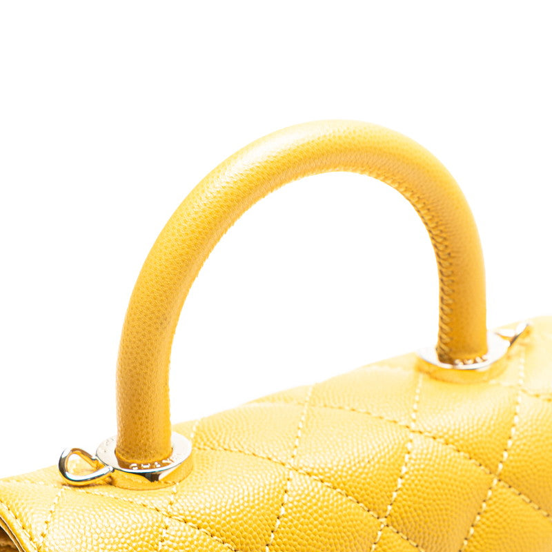 シャネル マトラッセ ココマーク ハンドバッグ ショルダーバッグ 2WAY イエロー キャビアスキン レディース CHANEL 【中古】
