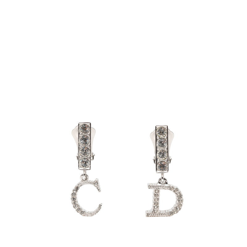 ディオール CDロゴ イヤリング シルバー メタル ラインストーン レディース Dior 【中古】