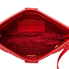 プラダ 三角ロゴプレート 斜め掛け ショルダーバッグ 1NI001 レッド ナイロン レザー レディース PRADA 中古