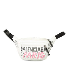 バレンシアガ グラフィティ エクスプローラー ボディバッグ ウエストバッグ 529550 ホワイト レザー レディース BALENCIAGA 【中古】