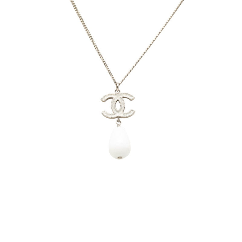 シャネル ココマーク ペンダント ネックレス B10A シルバー ホワイト メタル レディース CHANEL 【中古】